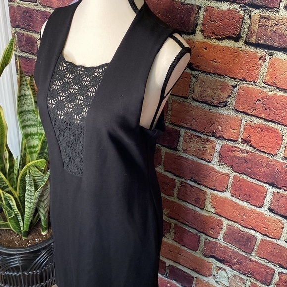 Gentle Fawn Sleeveless V Neck Lace Embroidered Black Midi Dress Size 6 NWT - Picture 6 of 12